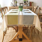 Tavolo da Cucina Coperta Moderna con Strisce, Felpa in Cotone, Tavolo Coperto Elegant, Lavabile, Copertura per Tavolo da Pranzo (Strisce Azzurre, Rettilineo/Ovale, 55 x 87 pollici, 6-8 posti a sedere)