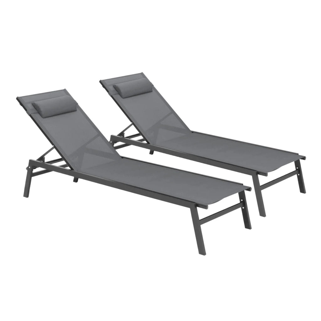 IDMarket - Set di 2 lettini da giardino reclinabili in alluminio SINTRA grigio antracite e nero