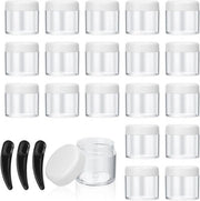 Set di 20 contenitori premium trasparenti 40 ml - Contenitori cosmetici con coperchi a viti - Set di conservazione per viaggio per prodotti per la cura della pelle - Con set di mini-schiumaioli - Bianco - Set di 20 (43 x 40 mm)