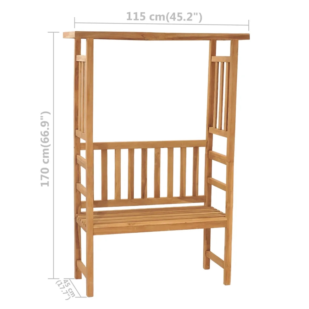 Panca da Giardino con Pergolato 115 cm Legno Massello di Teak 316170