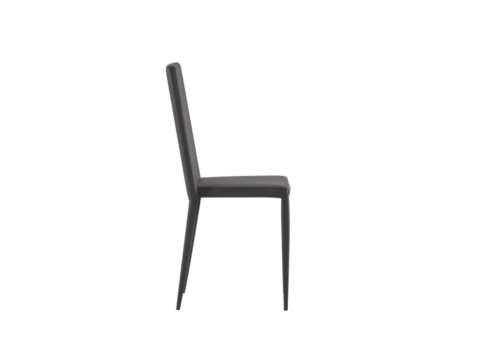 Sedia Cleo Impilabile in Similpelle Imbottita con Struttura in Metallo Grigio Scuro - Seduta e Schienale Ergonomici - Design Moderno