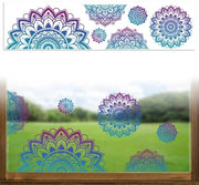Sticker perimetrale decorativo per vetro, 120 cm x 30 cm, 1 foglio di disegno mandala, decorativo, rimovibile