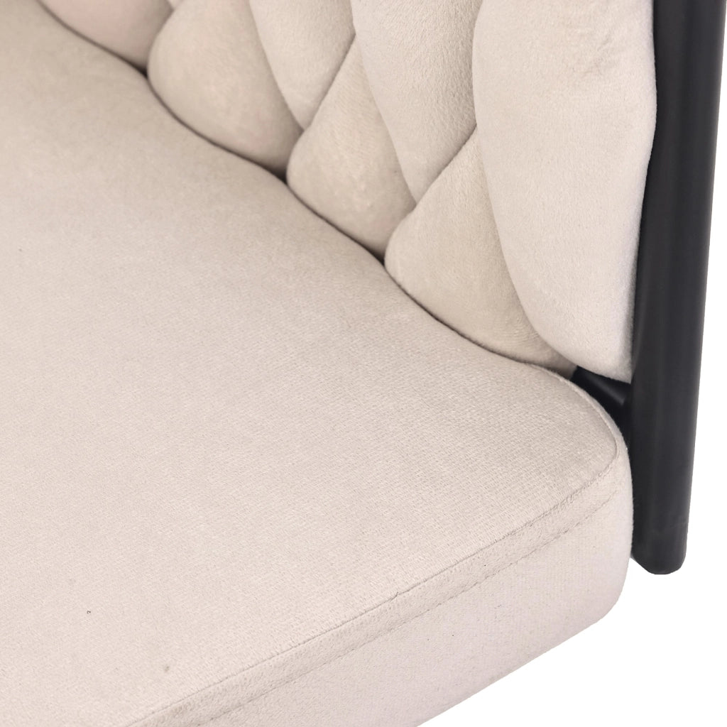 SEDIA Girevole 360° in Velluto Beige con Struttura in Metallo