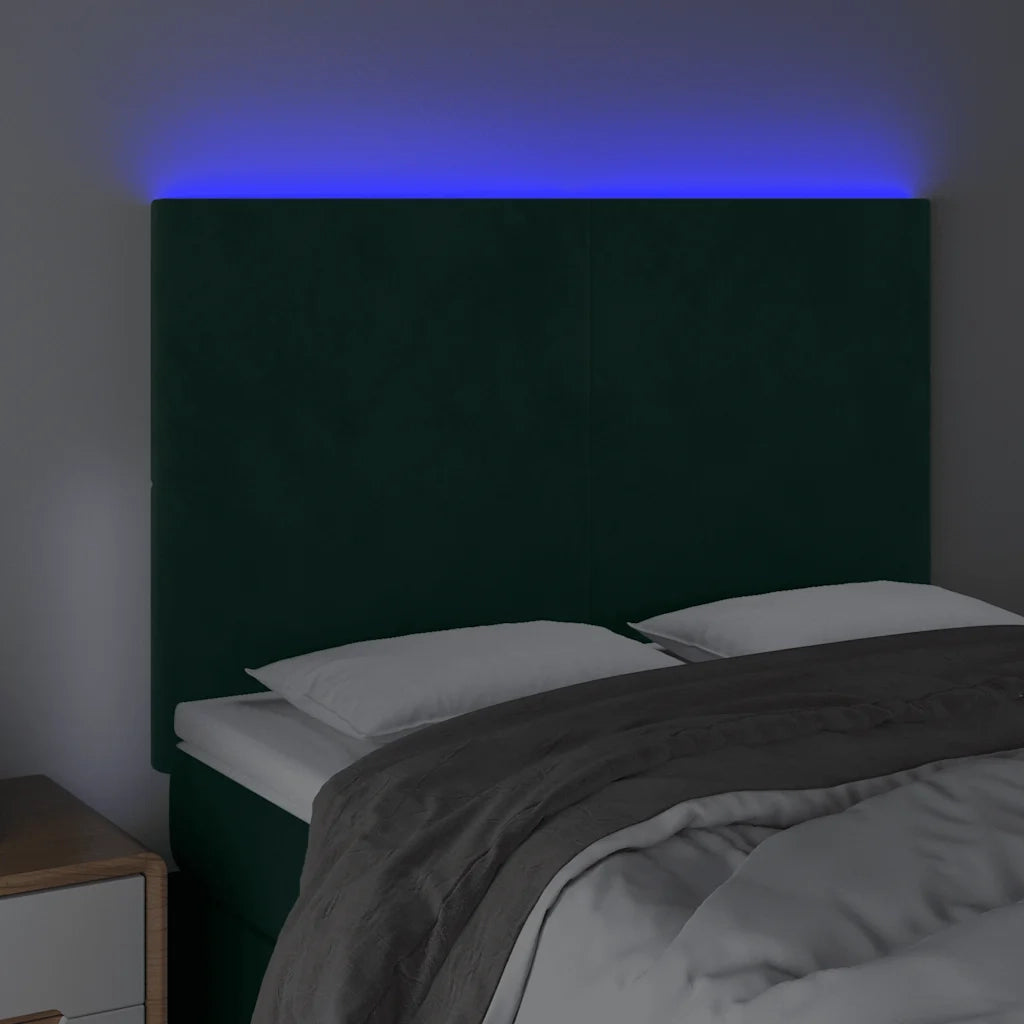 Testiera a LED Verde Scuro 144x5x118/128cm in Velluto