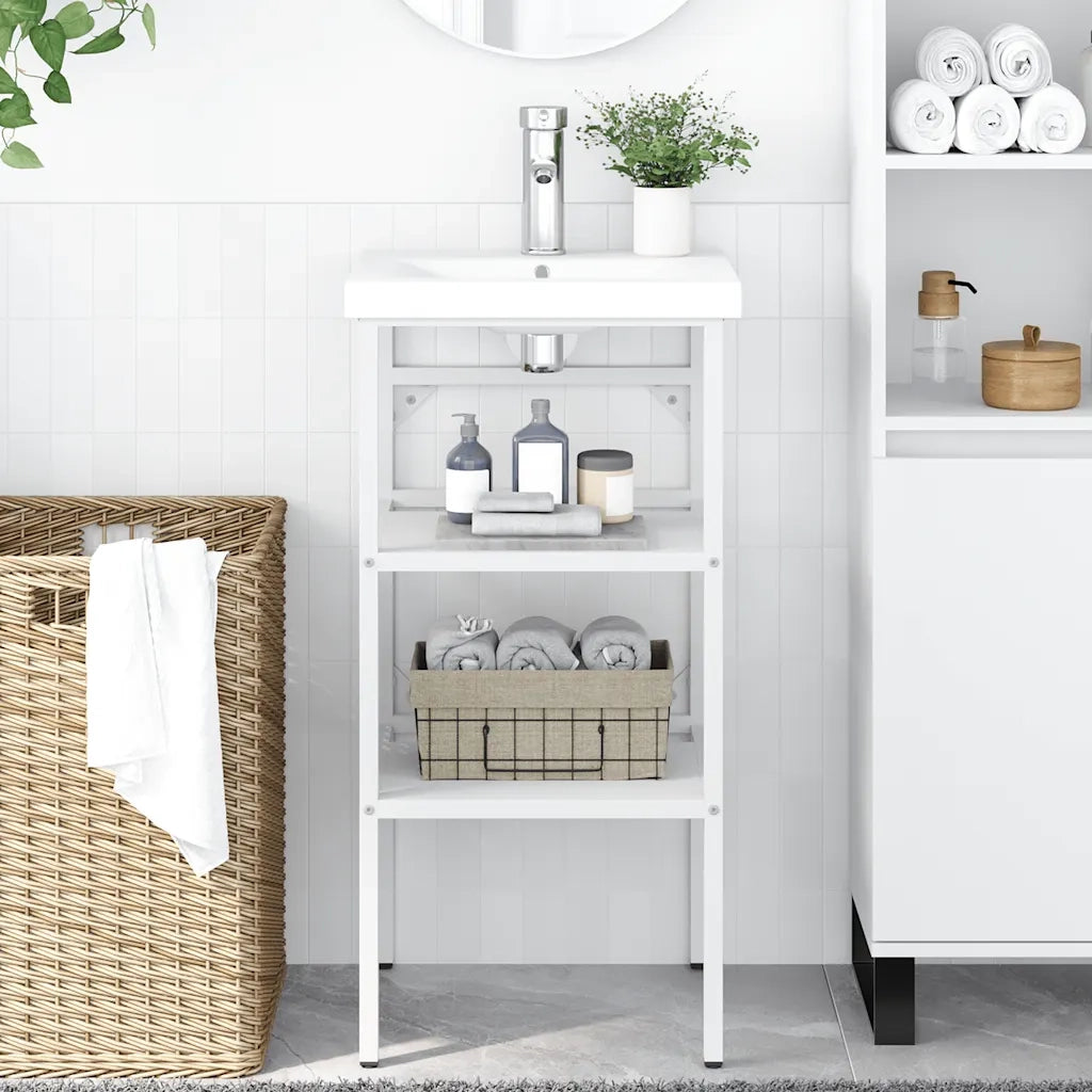 Struttura per Lavabo da Bagno-Supporti per Lavandino Bianca 40x38x83 cm in Ferro 461668
