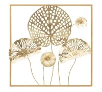 Pannello In Ferro Gold Flowers cm 50X5X50