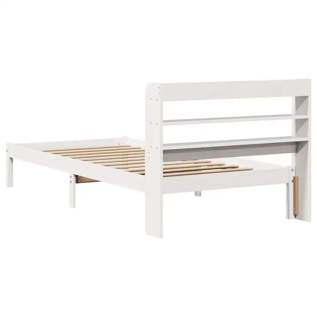 Letto senza Materasso-Struttura Letto Bianco 75x190 in Legno Massello di Pino 255851