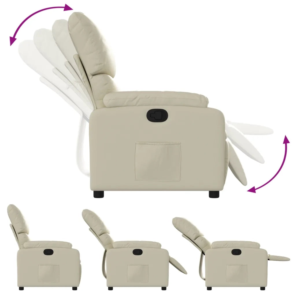 Divano Sedia-Poltrona Reclinabile Crema in Similpelle 294104