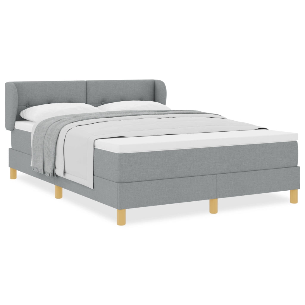 Letto Box Spring con Materasso - Grigio Chiaro, 160x200 cm, Tessuto