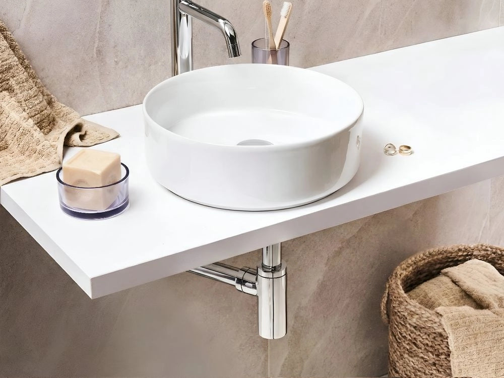 Sifone per lavabo con scarico click clack ottone e acciaio inox argento e acciaio inossidabile per lavabo da bagno