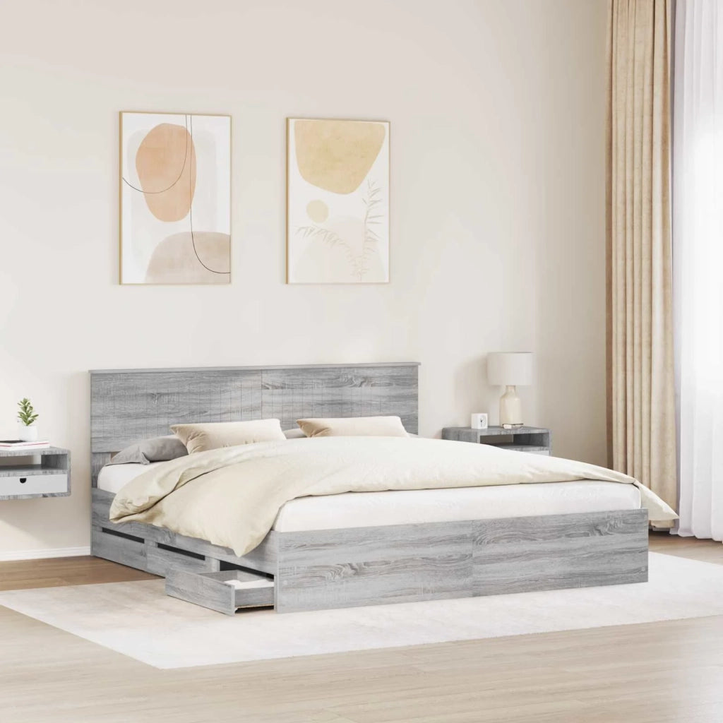 Struttura del letto con cassetto Grigio Sonoma 180 x 200 cm