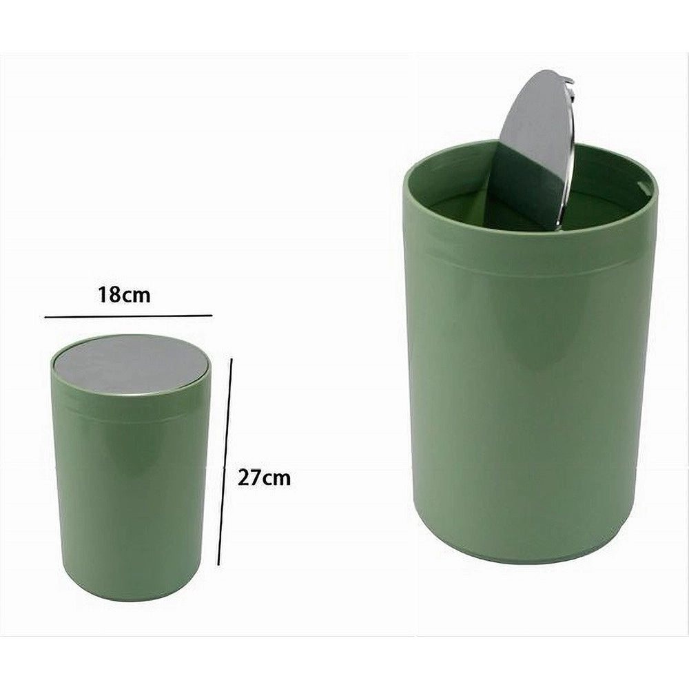 Trade Shop - Pattumiera Cestino Secchio Rifiuti Verde Arredo Bagno Coperchio Basculante 79879 -