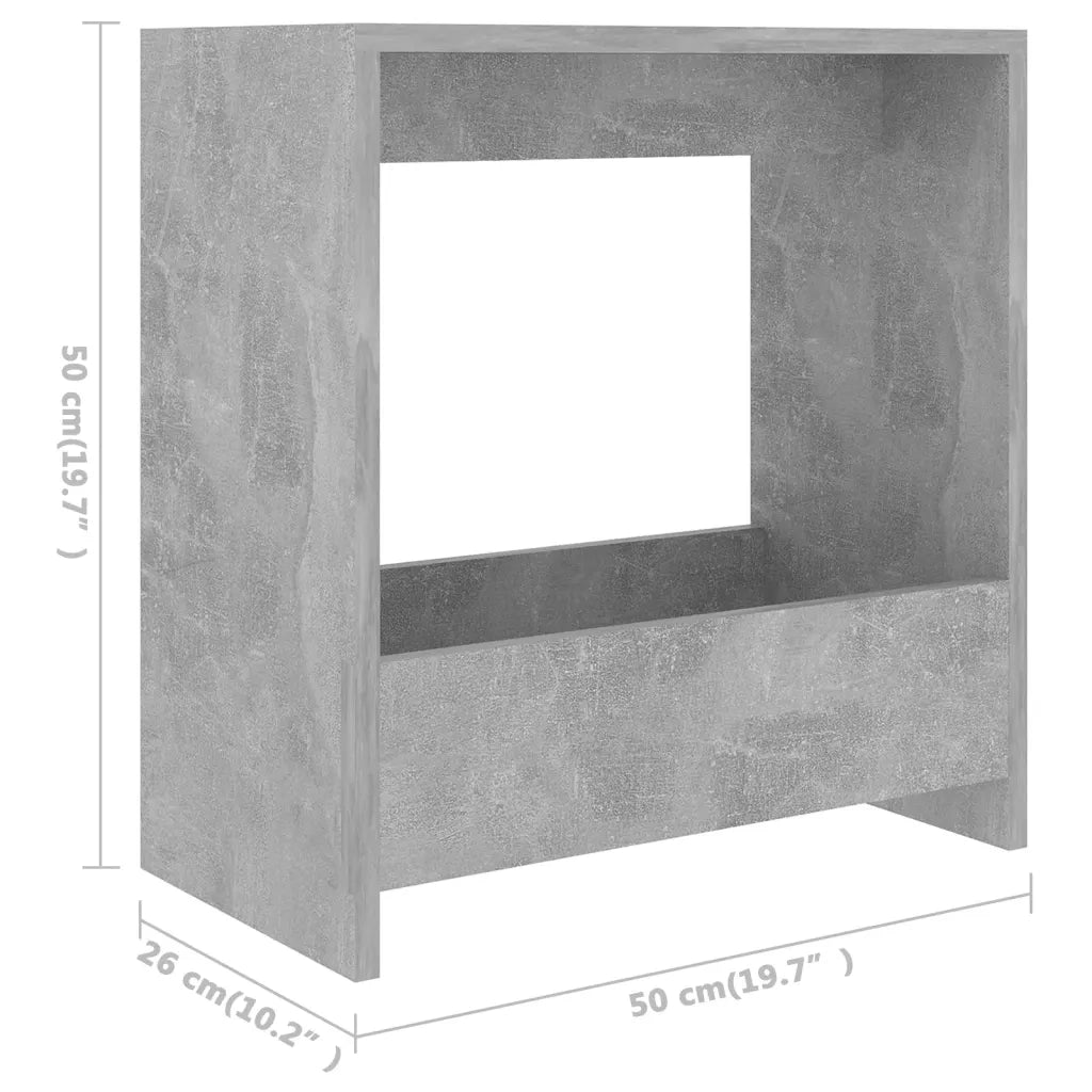 Tavolino Grigio Cemento 50x26x50 cm in Legno Multistrato 806691