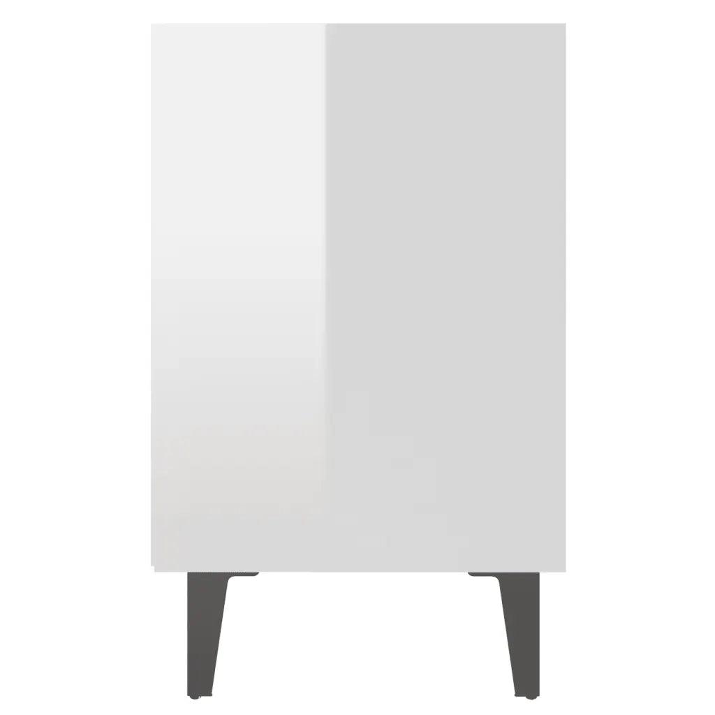 Comodino con Gambe in Metallo Bianco Lucido 40x30x50 cm 805809