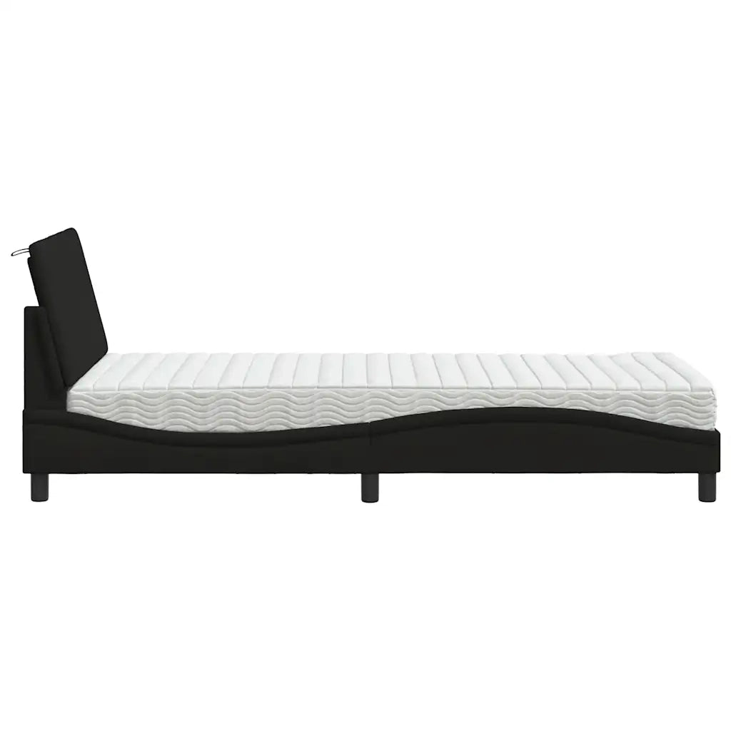 Letto con Materasso Hanko Nero 90x200 cm in Tessuto 3310505