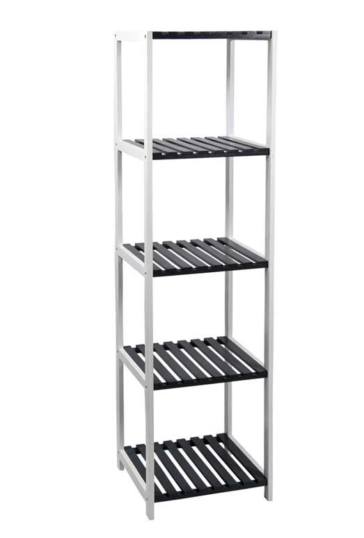 BAMBOO SCAFFALE BICOLOR A 5 RIPIANI 34 X 33 X 140 CM  BIANCO E GRIGIO