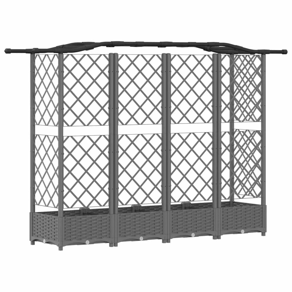Letto Rialzato con Griglia e Tetto Grigio Chiaro PP 42032583