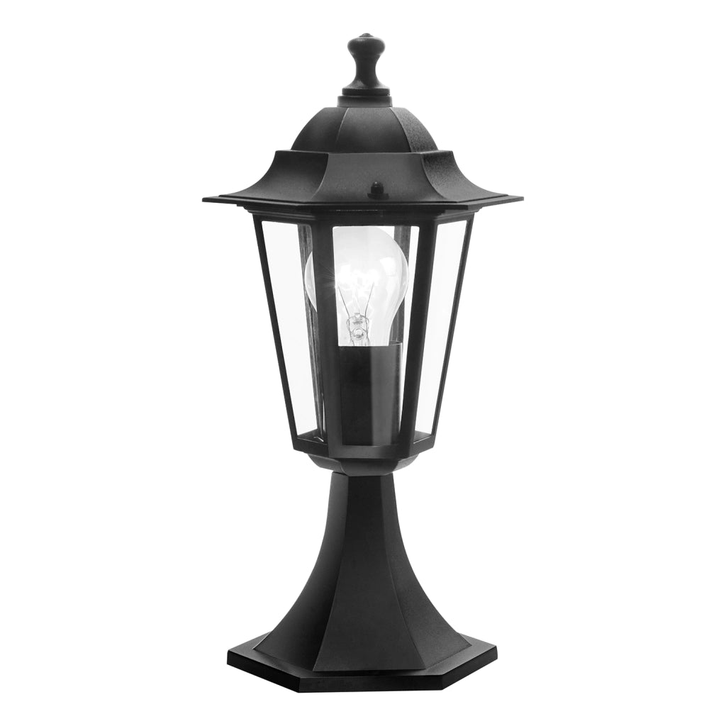 Piantana Esterno Classico Laterna 4 Alluminio Nero Vetro Bianco 1 Luce E27