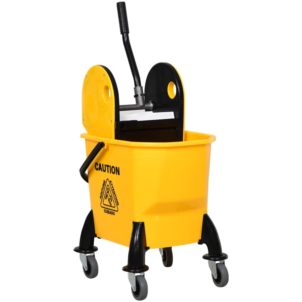 Carrello per pulizia con secchio e strizzatore 26L ¨C zephmum ¨C Giallo, 44x36x90 cm