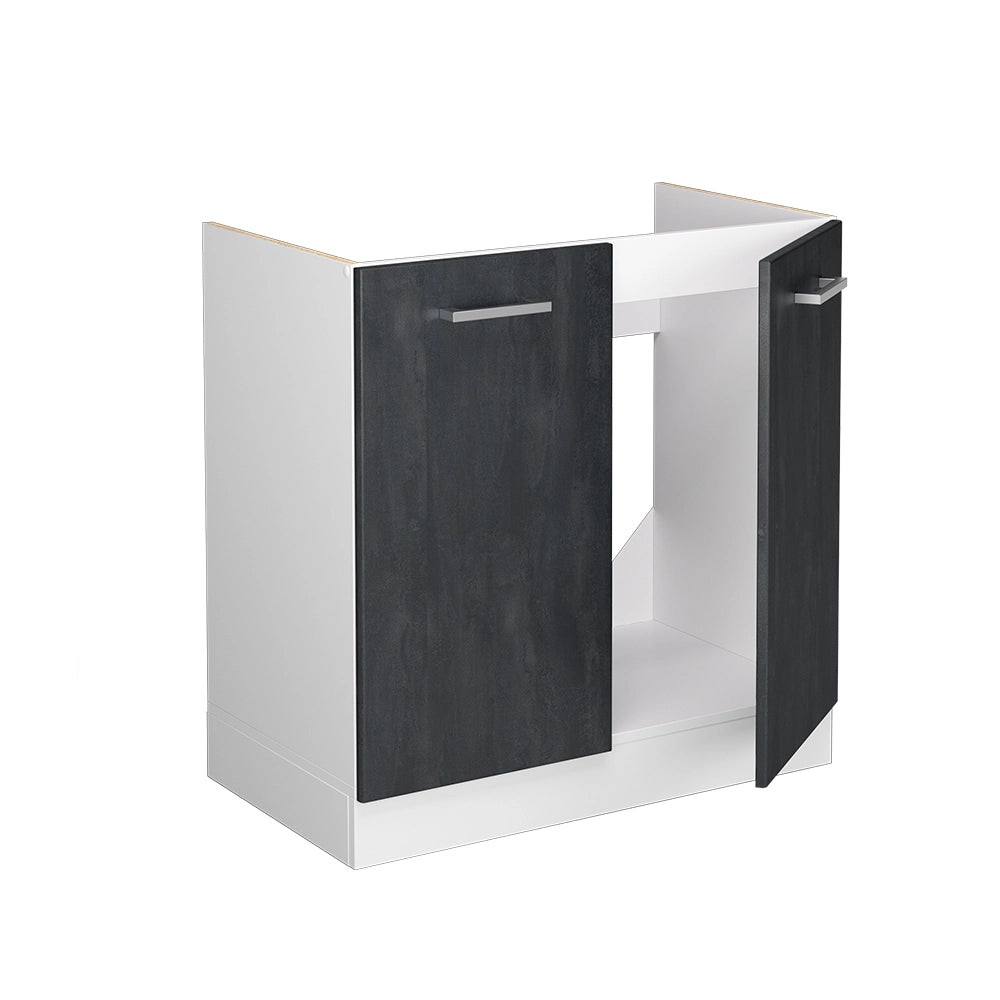 Mobile lavello cucina R-Line Calce nera/Bianco 80 cm senza piano di lavoro Vicco
