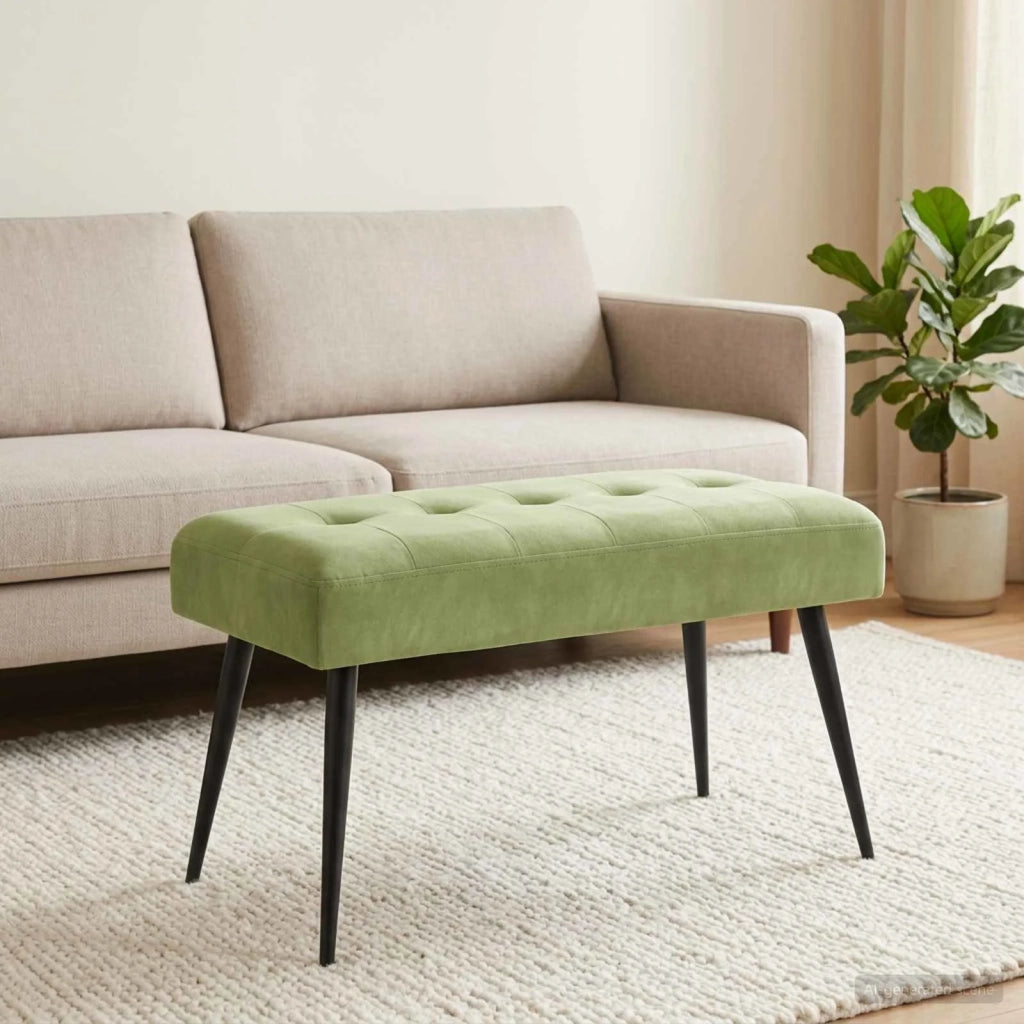 Panchina con bottoni imbottiti Verde chiaro 80 x 40 x 46 cm 42038518