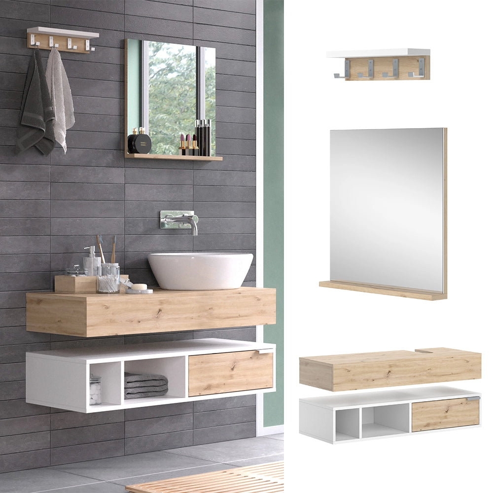 Vicco Set di mobili da bagno Bianco 4 parti