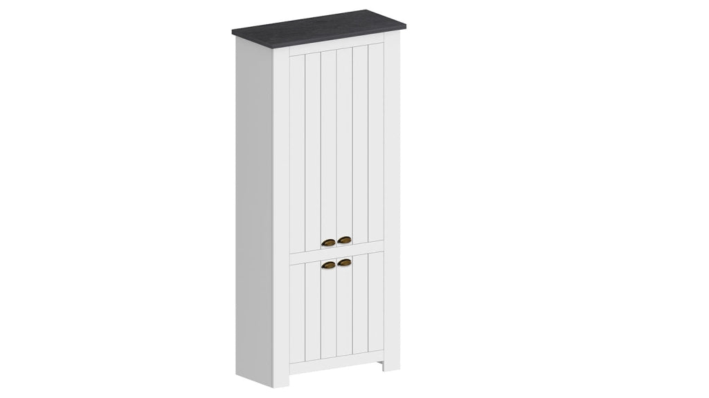 Scarpiera 4 Ante 84x42x200 cm Figo 4A Bianco Opaco/Report Grigio
