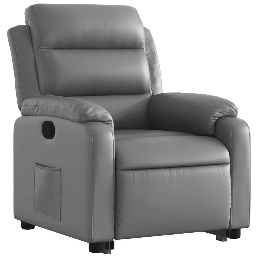 Poltrona Alzapersona Reclinabile Grigio in Similpelle 3205045