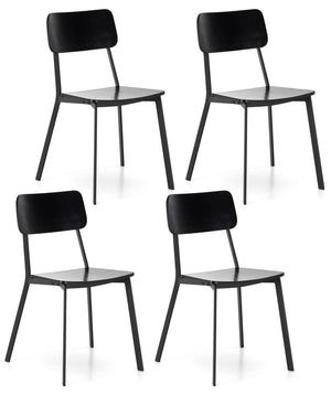 Set 4 Sedie 51x51,5xH82 cm in Legno e Metallo Woody Nero