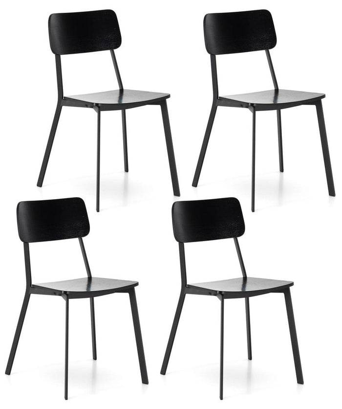 Set 4 Sedie 51x51,5xH82 cm in Legno e Metallo Woody Nero