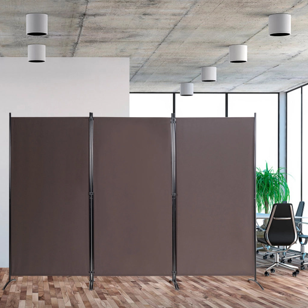 Divisore con 3 pannelli per casa ufficio, Separatore pieghevole con cardini durevoli 260x183cm Marrone