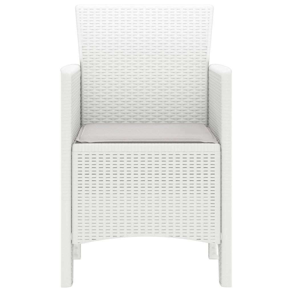 Sedie da giardino con cuscini 2 pz Bianco Polyrattan