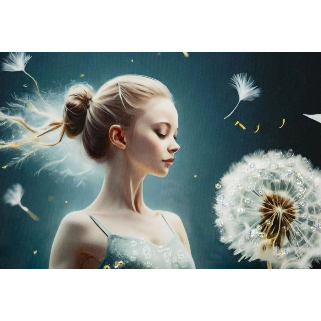 Dipinto su tela Dancing A ballerina con tarassachi, 72x102 cm