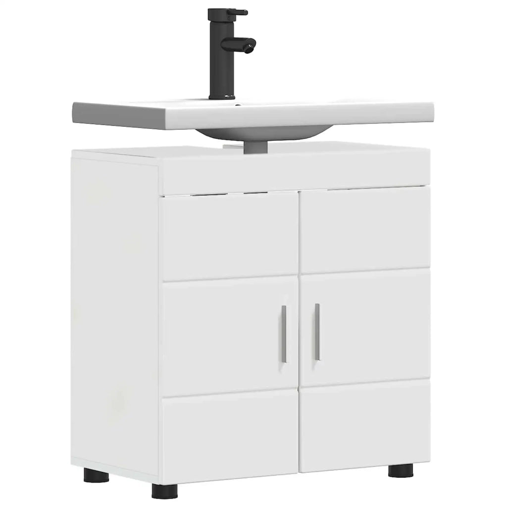 Set di Armadi da Bagno TULUM Bianco Lucido 60 x 34 x 63 cm