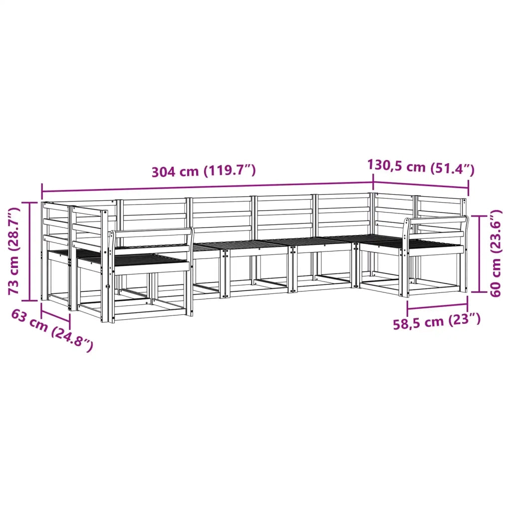 Set di divani da esterno 7 pcs Bianco Legno di Acacia Massello 3388153