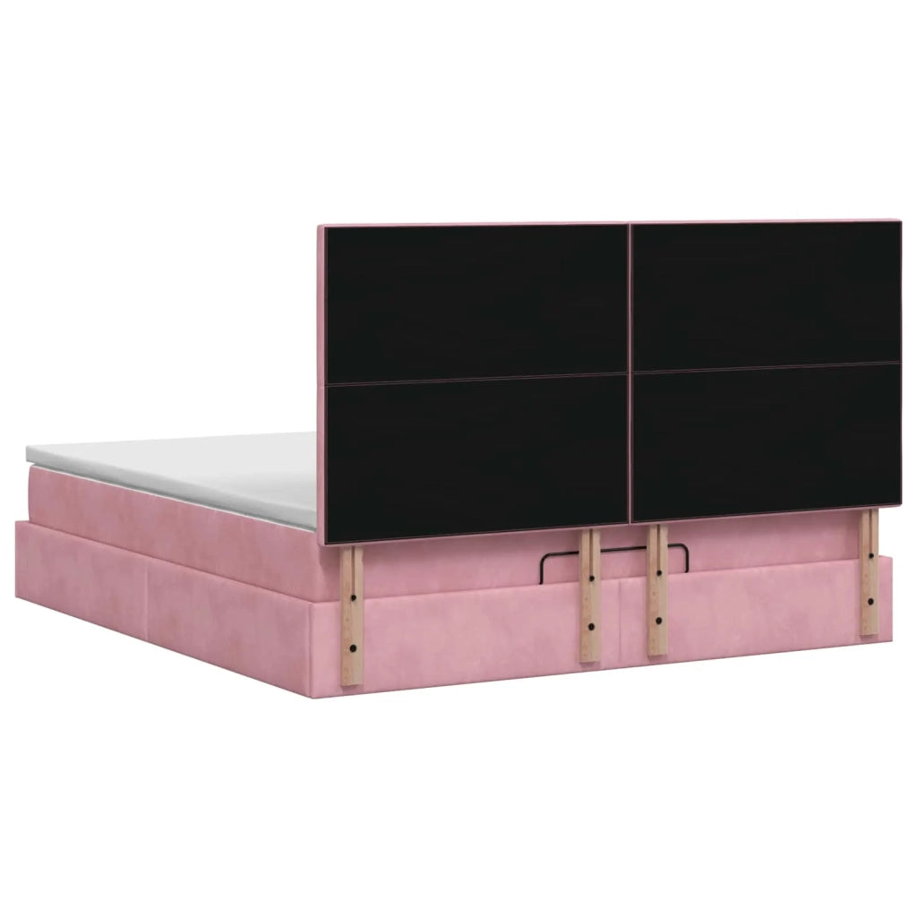 Letto ottomano con materasso Rosa 180 x 200 cm Velluto 3457814