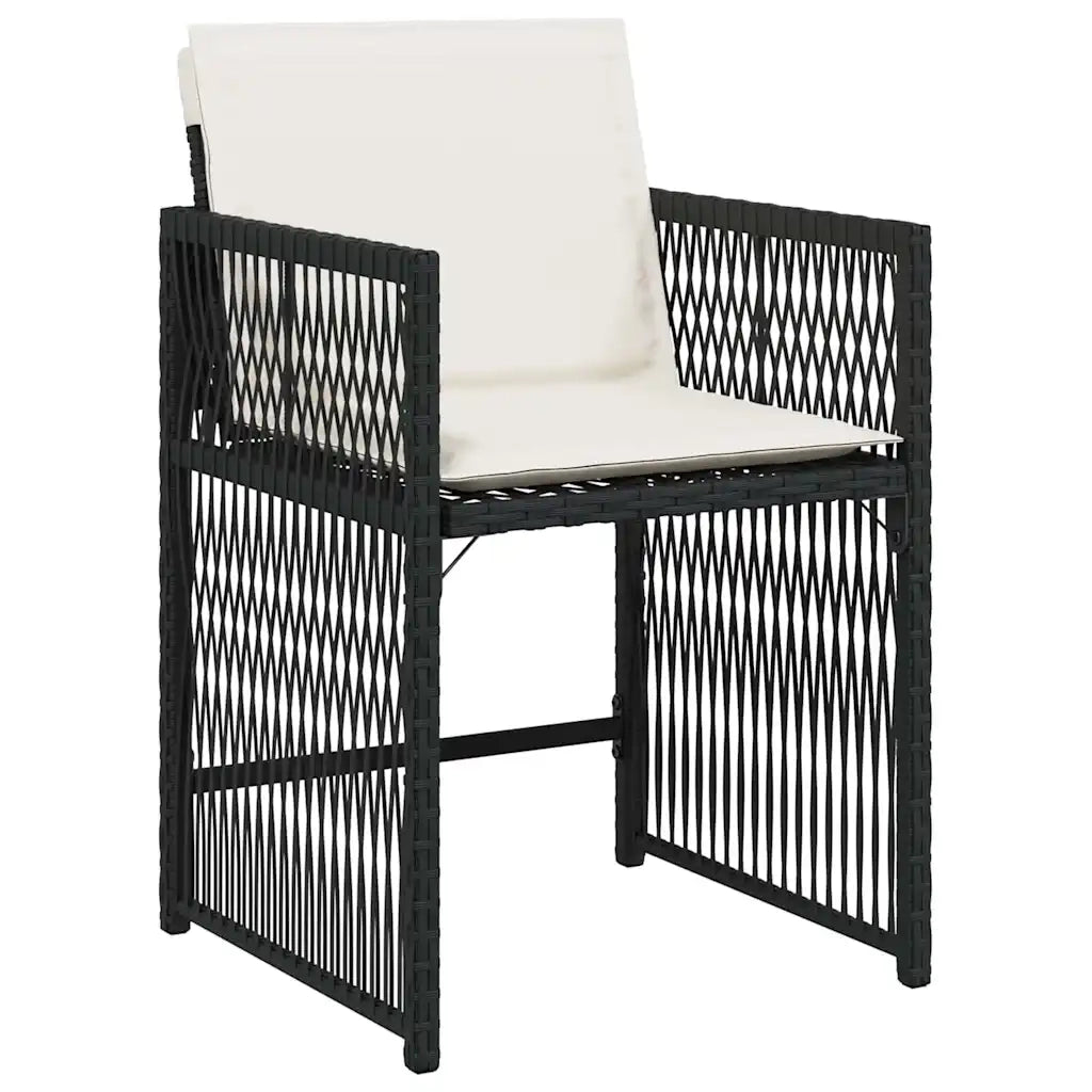 Set da Pranzo per Giardino 5 pz | Set Salotto da Giardino Nero polyrattan