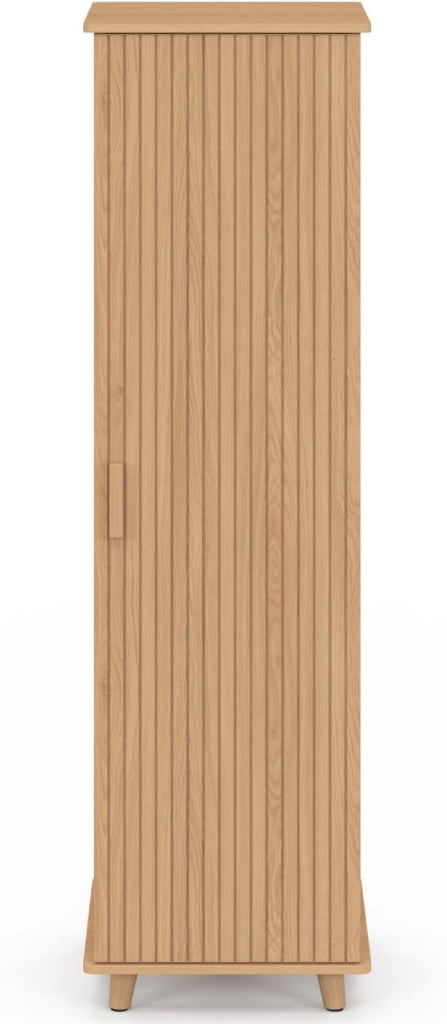 Armadietto portaoggetti Juliette 1 anta 3 ripiani effetto stecche legno color rovere