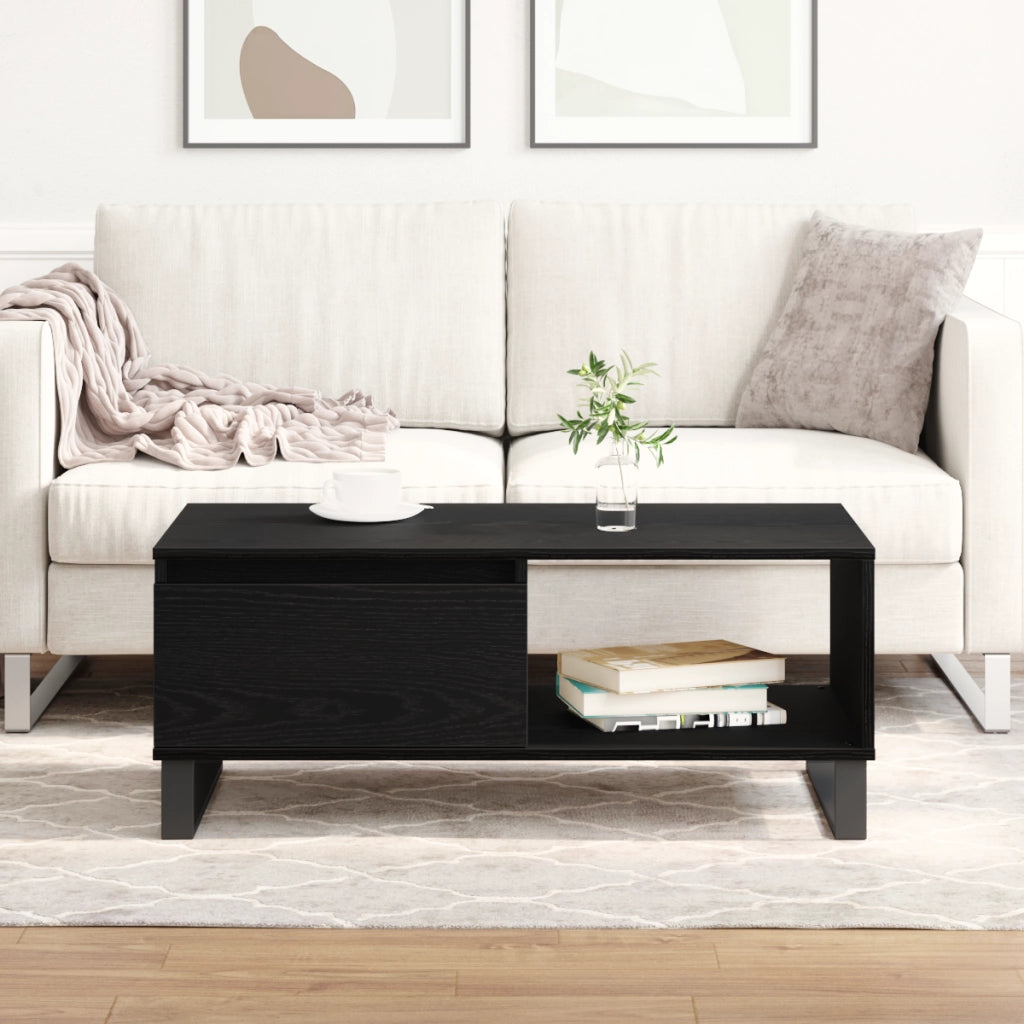 Tavolino da caffÃ¨  Nero Rovere 90x50x36,5 cm Legno ingegnerizzato