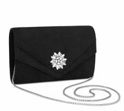 Clutches eleganti in pelle di suède con motivo di diamanti, borsa a sera con catena per matrimoni, feste e crossbody, borsa da matrimonio, borsa da sposa