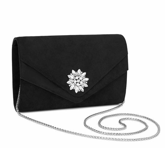 Clutches eleganti in pelle di suède con motivo di diamanti, borsa a sera con catena per matrimoni, feste e crossbody, borsa da matrimonio, borsa da sposa