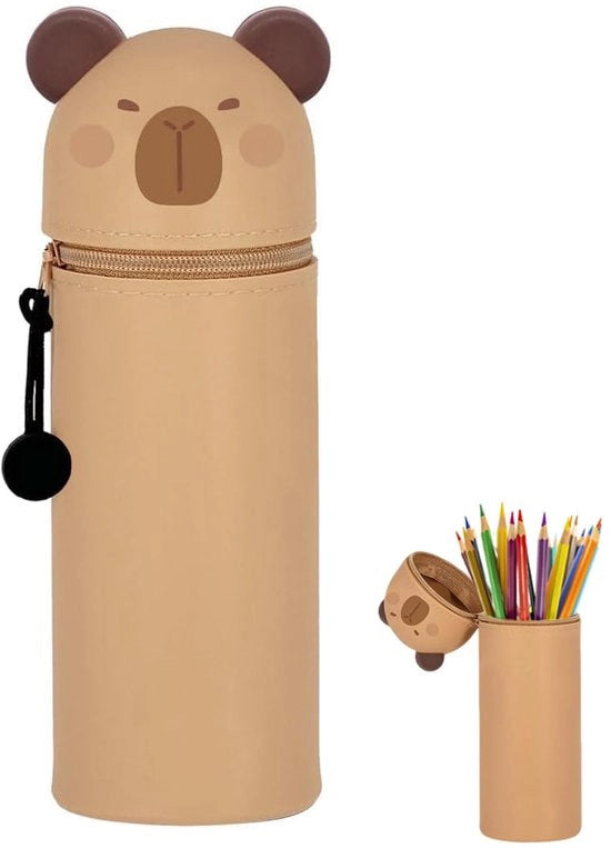 Etui 2 in 1 di silicone morbido, penne in etui di silicone morbido, astuccio in piedi, astuccio kawaii, portapenne animale, astuccio cartoon