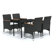 Set da Pranzo da Giardino 5 pz | Set Salotto da Giardino con Cuscini Nero