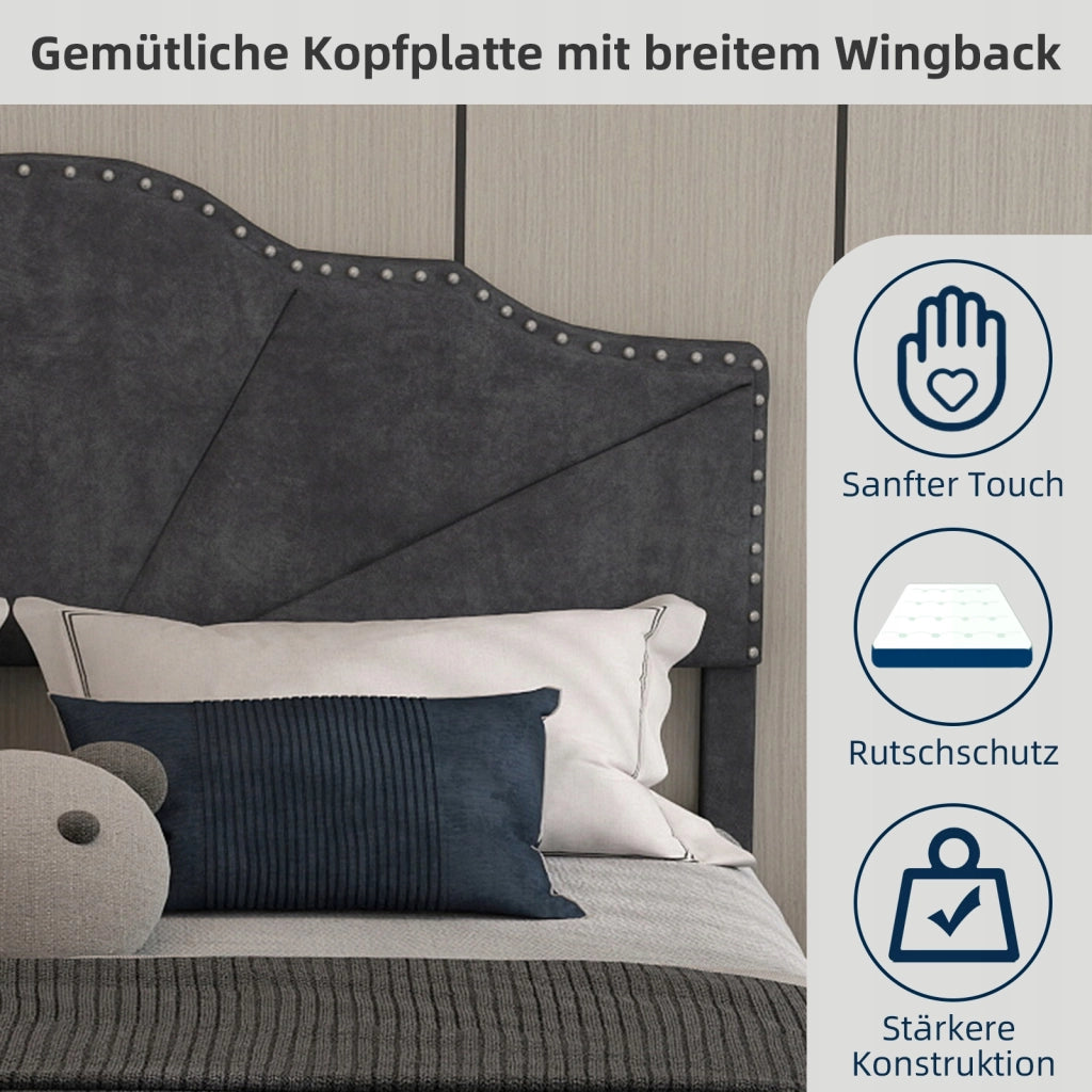 Letto singolo 140x200 - Xylo - Grigio minimalista