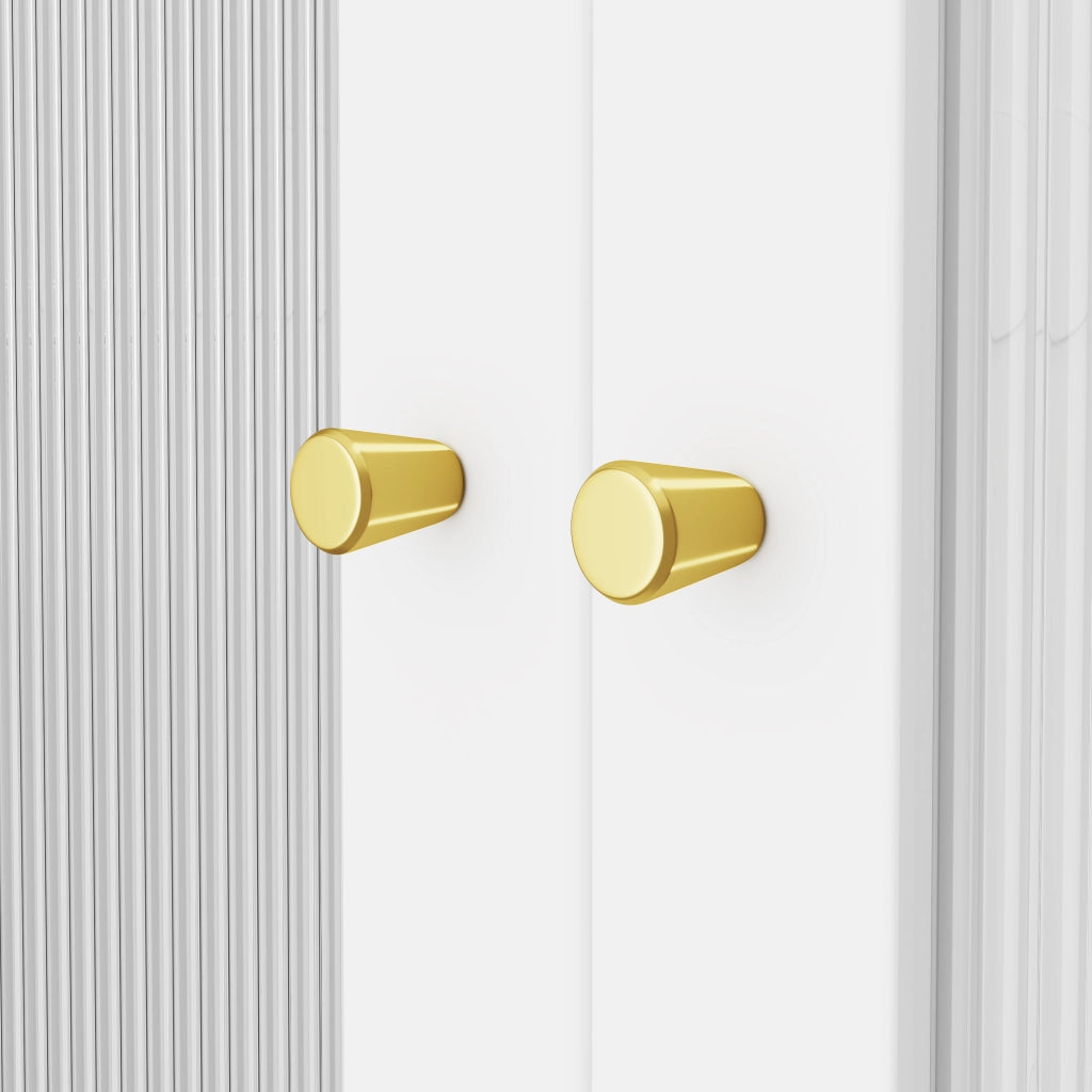 Armadio 90x50x200 cm con 2 cassetti e ante in vetro MDF bianco