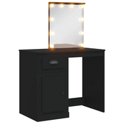 Toeletta | Tavolo da Trucco con Luci LED Nera 90x42x132,5 cm