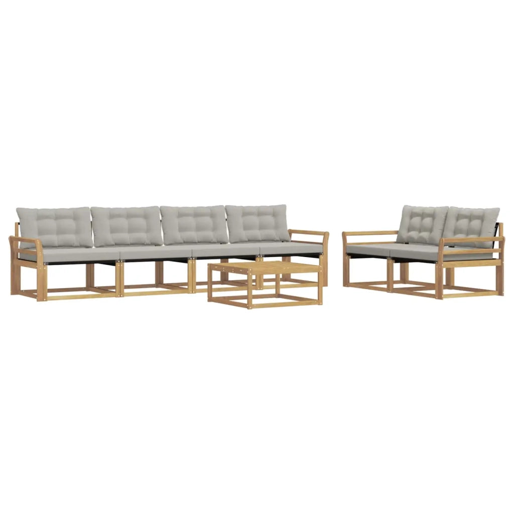Set di divani da esterno 7 pcs Bianco e Grigio Chiaro