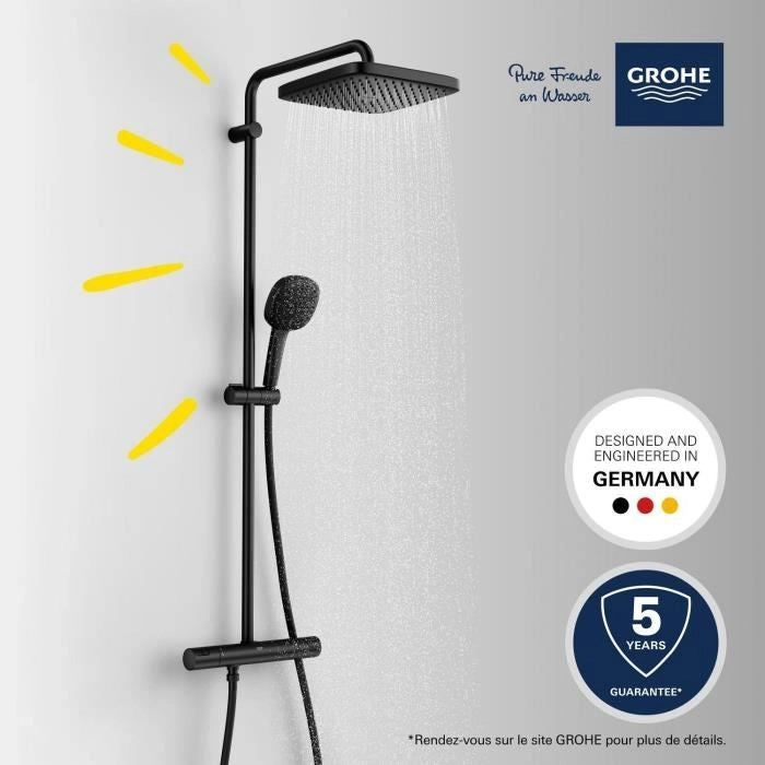 Colonna doccia con miscelatore termostatico - Risparmio idrico - GROHE Vitalio Comfort 250 - Nero opaco - 266962431