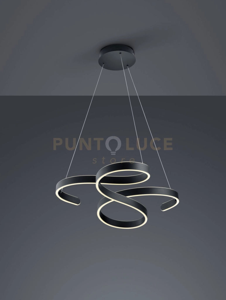 FRANCIS SOSPENSIONE LED 48W 5600lm, 3000K VORTICI ANTRACITE CON REGOLAZIONE INTENSITA' CON INTERRUTTORE D.72CM