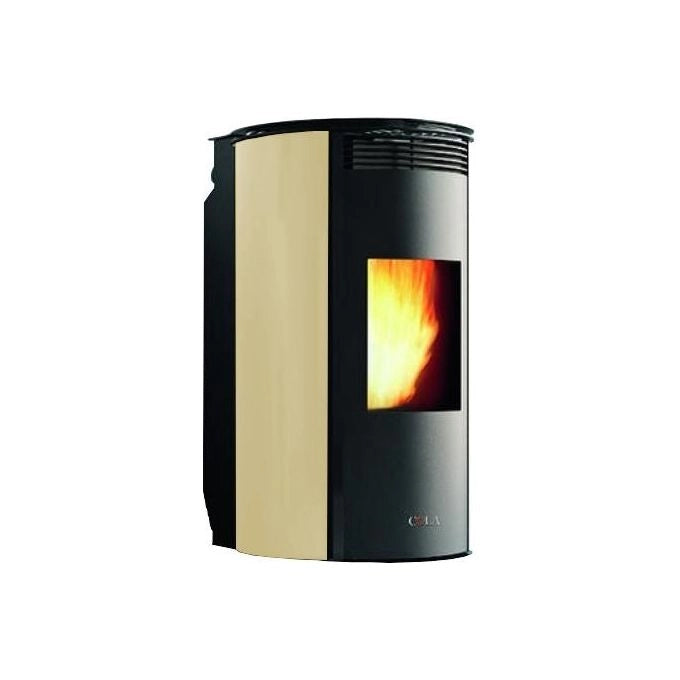 COLA LAK4Z10Y WAVE VETRO Stufa a pellet canalizzata ventilata Potenza 12,70 kW Capacita' serbatoio 25 Kg Telecomando incluso colore Avorio